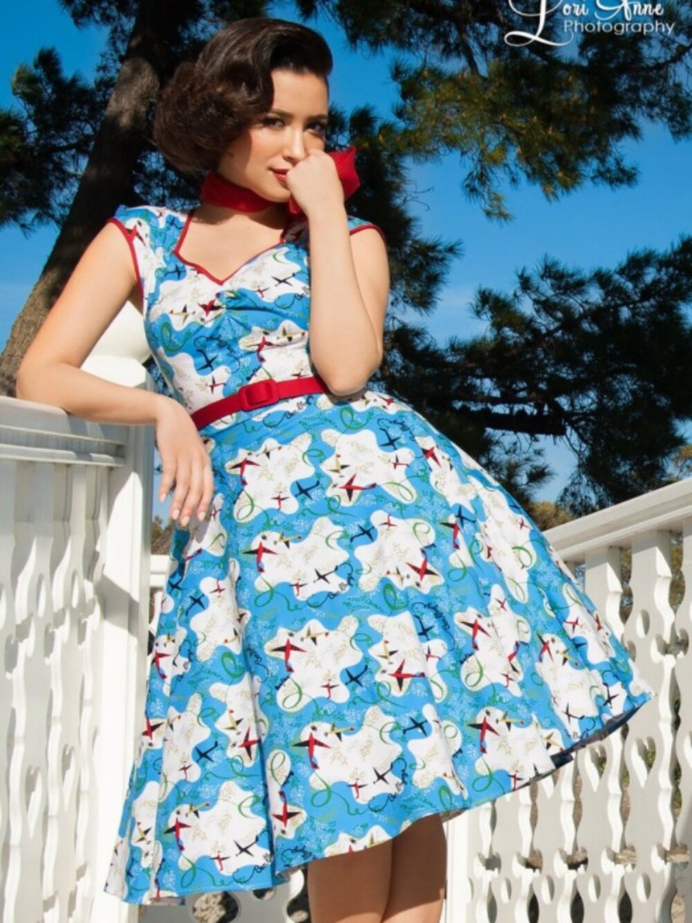 Pinup Couture Heidi Dress in Mary Blair Planes Print XL Retro NO BELT